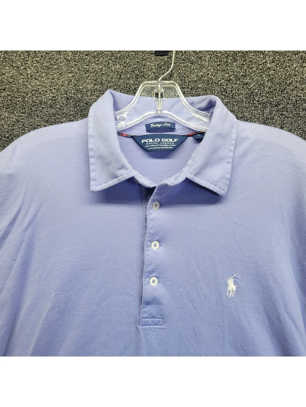 Vtg Polo Golf Ralph Lauren Shirt Men's Sz L Blue Vintage Lisle FHCC Golf Club